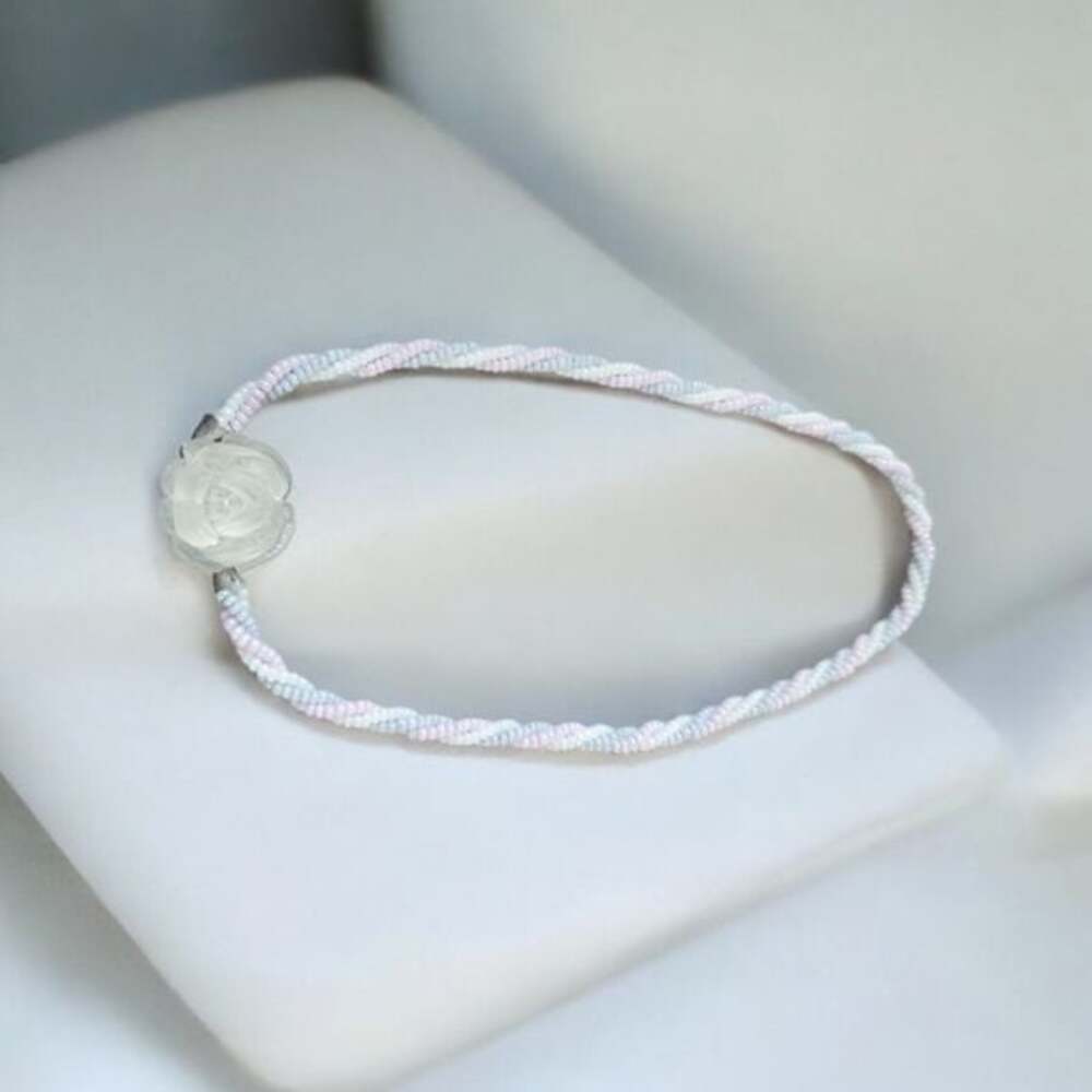 Pastel Beaded Bracelet with Rose Charm